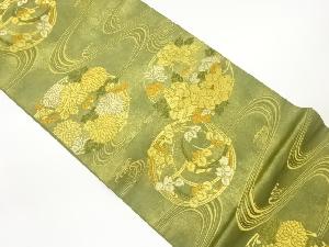 本家加納織物製　引箔花輪に流水模様織出し袋帯